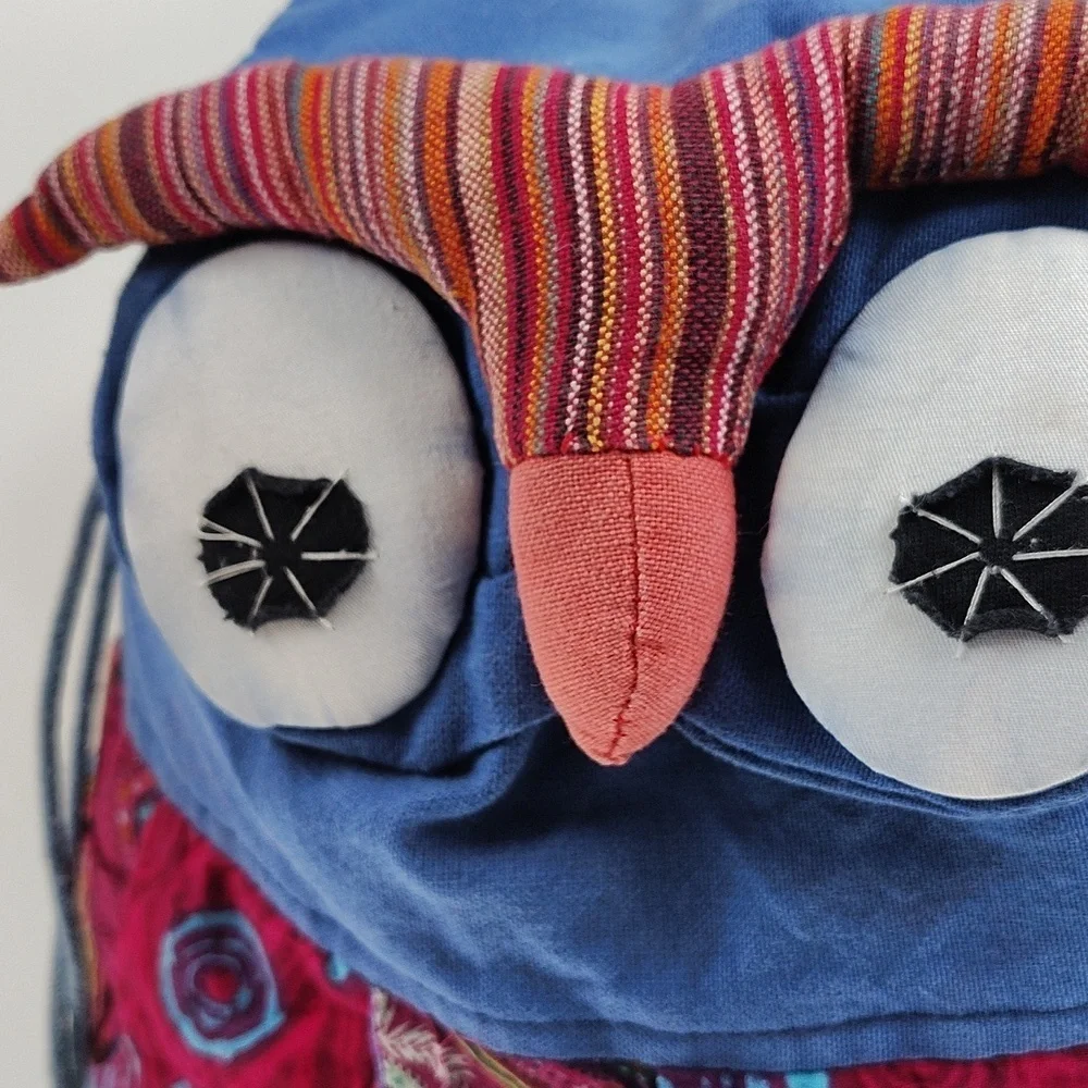 KC Owl Backpack Unique Colorful Bag 100% Cotton Bohemian Hippie